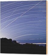 Light Trails From Planes Boats And Star Wood Print