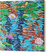 Lily Pond Fall Reflections Wood Print