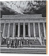 Lincoln Memorial In Black And White Wood Print