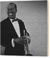 Louis Armstrong Bw Wood Print