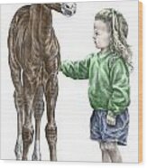 Love At First Sight - Girl And Horse Print Color Tinted Wood Print