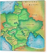 Map Of Eastern Europe Wood Print