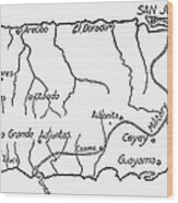 Map Of Puerto Rico, 1899 Wood Print