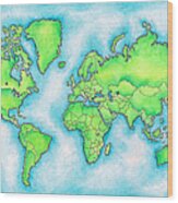 Map Of The World Wood Print