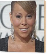 Mariah Carey Wearing Chopard Earrings Wood Print