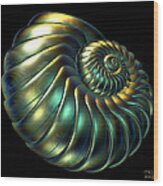 Metallic Nautiloid Wood Print