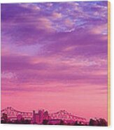 Mississippi River Bridge At Twilight Wood Print