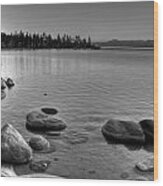 Monochrome Lake Tahoe Sunset Wood Print
