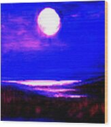 Moon Over Stillwater Wood Print