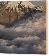 Mount Taranaki Above The Clouds New Wood Print
