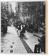 Musicians In Pitt St Mall Wood Print