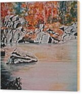 October On The Little Wolf River Wood Print