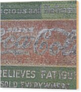 Old Coca Cola Painted Brick Wall Wood Print