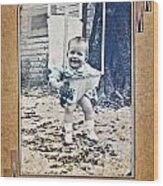 Old Photo Of A Baby Outside Wood Print