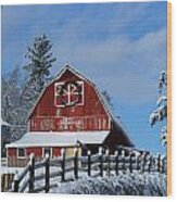 Old Red Barn On Mcmillian Wood Print