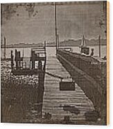 Photos In An Attic - The Dock Wood Print