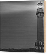 Pigeon Point Lighthouse In Black And White Wood Print