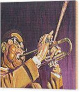 Purple And Gold Dizzy Gillespie Wood Print