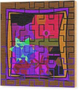 Purple Brown Maze Wood Print