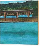Railroad Bridge At Lady Bird Lake Austin Texas Wood Print
