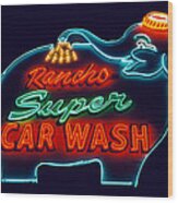 Rancho Car Wash Wood Print