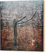 Red Fox Under Tree Wood Print
