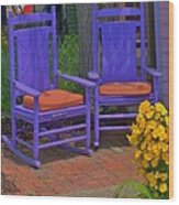 Rocking Chairs Of Gloucester Wood Print