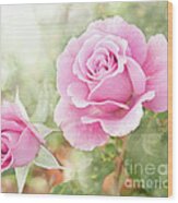 Romantic Roses In Pink Wood Print