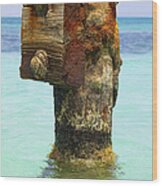 Rusted Dock Pier Of The Caribbean Iii Wood Print