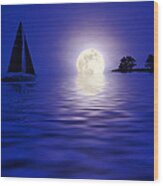 Sailing Into The Moonlight Wood Print