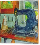 Sewing Machine In Harness Room Wood Print