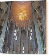 Skylight At Gaudi Cathedral Wood Print