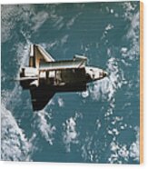Space Shuttle In Space Wood Print
