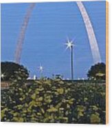 St Louis Arch With Twinkles Wood Print