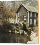 Stonybrook Gristmill In Sepia Wood Print