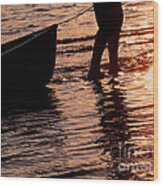 Summer Days - Canoeing At Sunset Wood Print