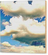 Summer Sky White And Threatening Clouds Against A Blue Sky Wood Print
