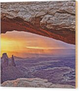 Sunrise At Mesa Arch Wood Print