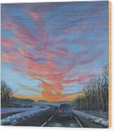 Sunrise Over The Highway Wood Print