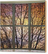 Sunset Into The Night Bay Window View Wood Print