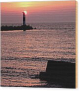 Sunset On Lake Erie Wood Print