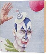 The Blue Clown Wood Print