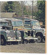 The Land Rover Graveyard Wood Print