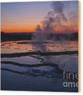 Twilight Eruption Of Great Fountain Geyser 5 Wood Print