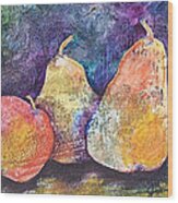 Two Pears And An Apple Wood Print