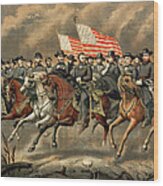 Ulysses S Grant And His Generals On Horseback Wood Print