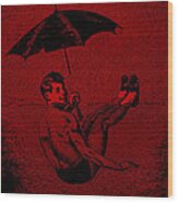 Umbrella Red Wood Print