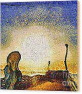 Van Gogh Screams On The Berkeley Pier Under A Starry Night . Img3188 Wood Print