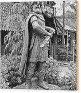 Viking Statue Norway Pavilion Epcot Walt Disney World Prints Black And White Wood Print
