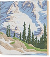 Vintage Mount Rainier Travel Poster Wood Print